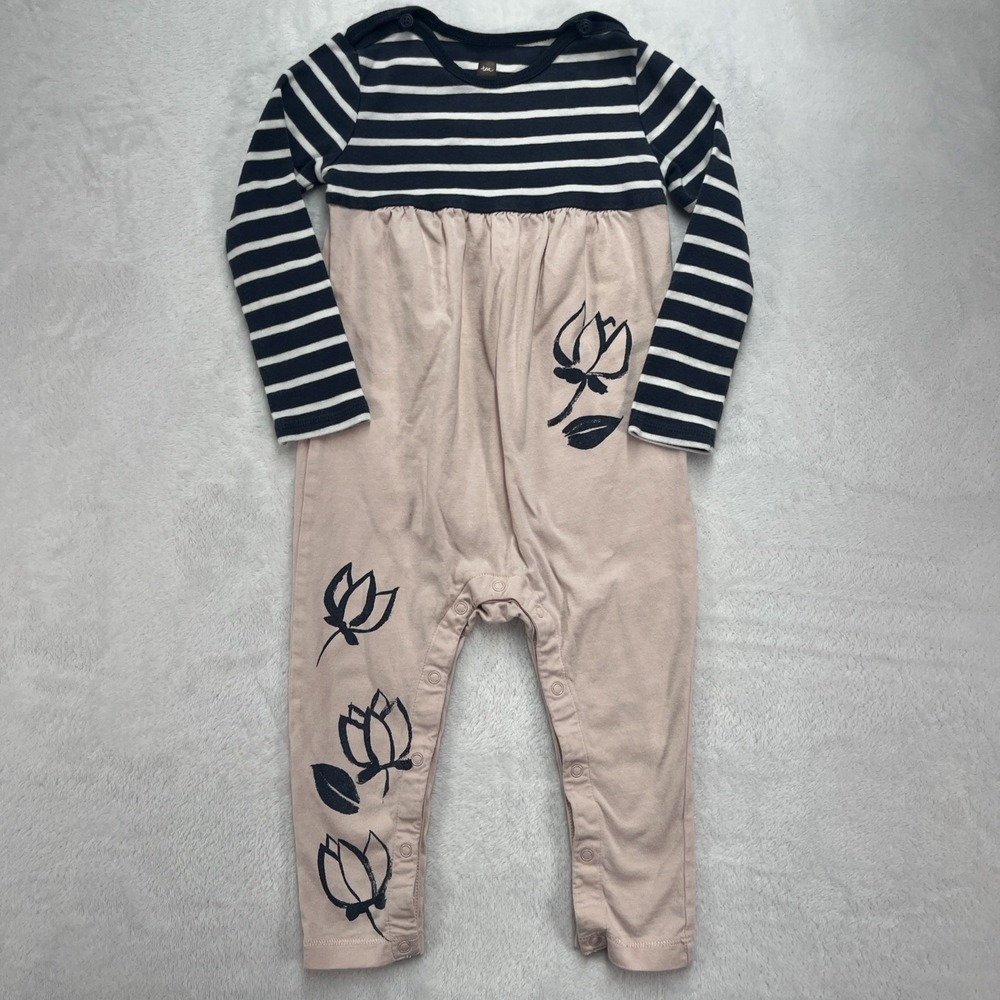 Tea Collection Long Sleeve‎ Floral Romper Baby Girl 18-24m Fall Winter